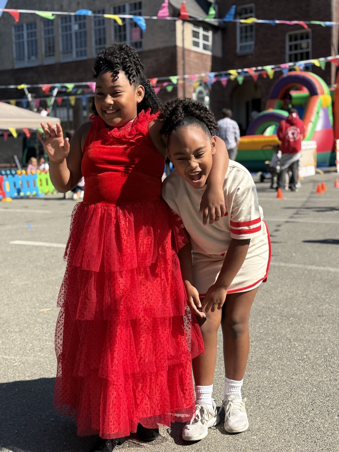 Students at a school community festival