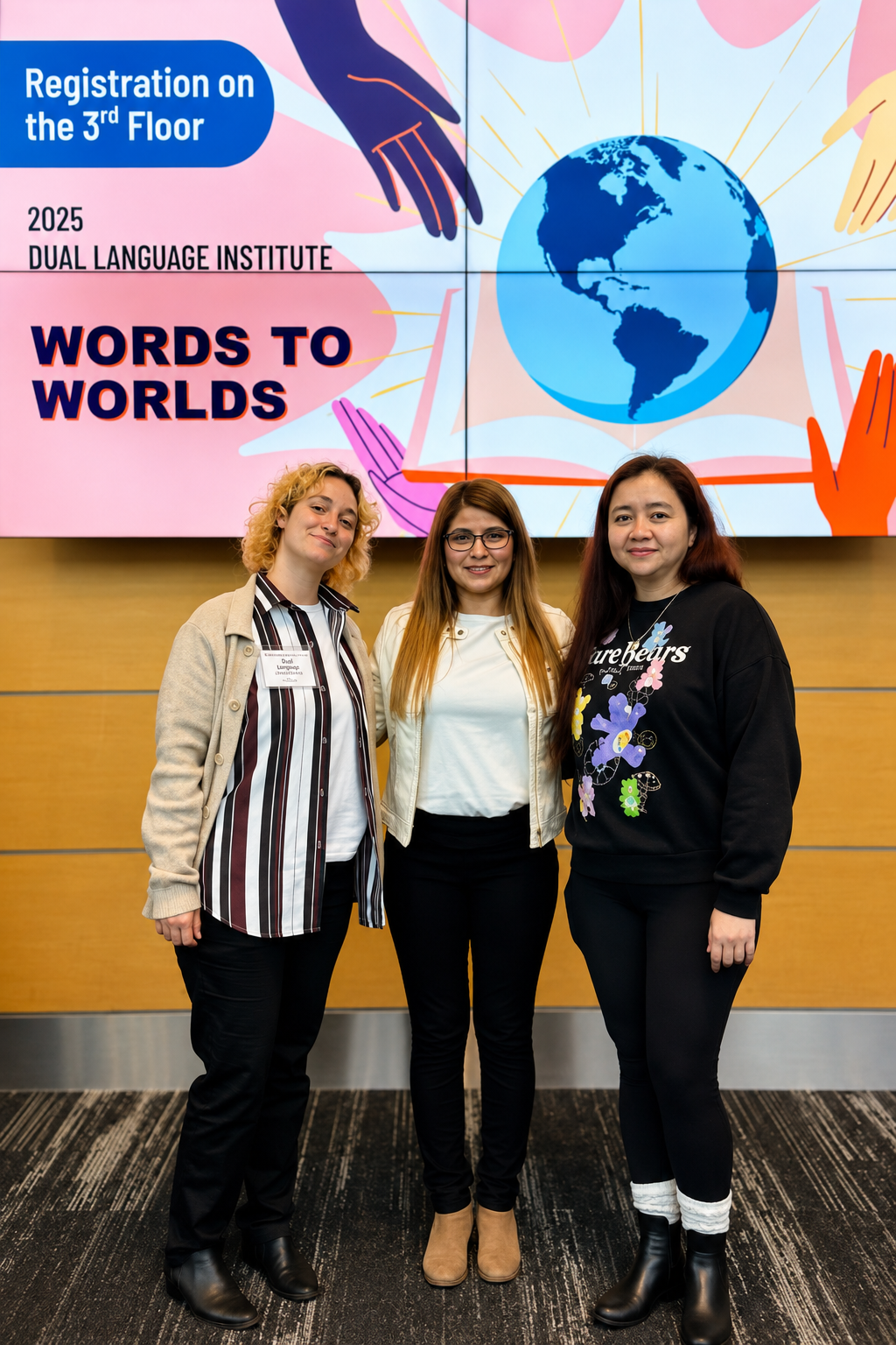 Three Amistad educators at the Dual Language Institute conference