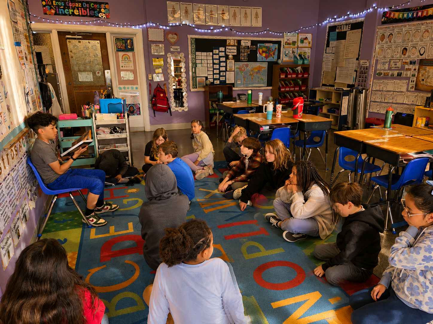 Bridge Years students in a student-led classroom discussion