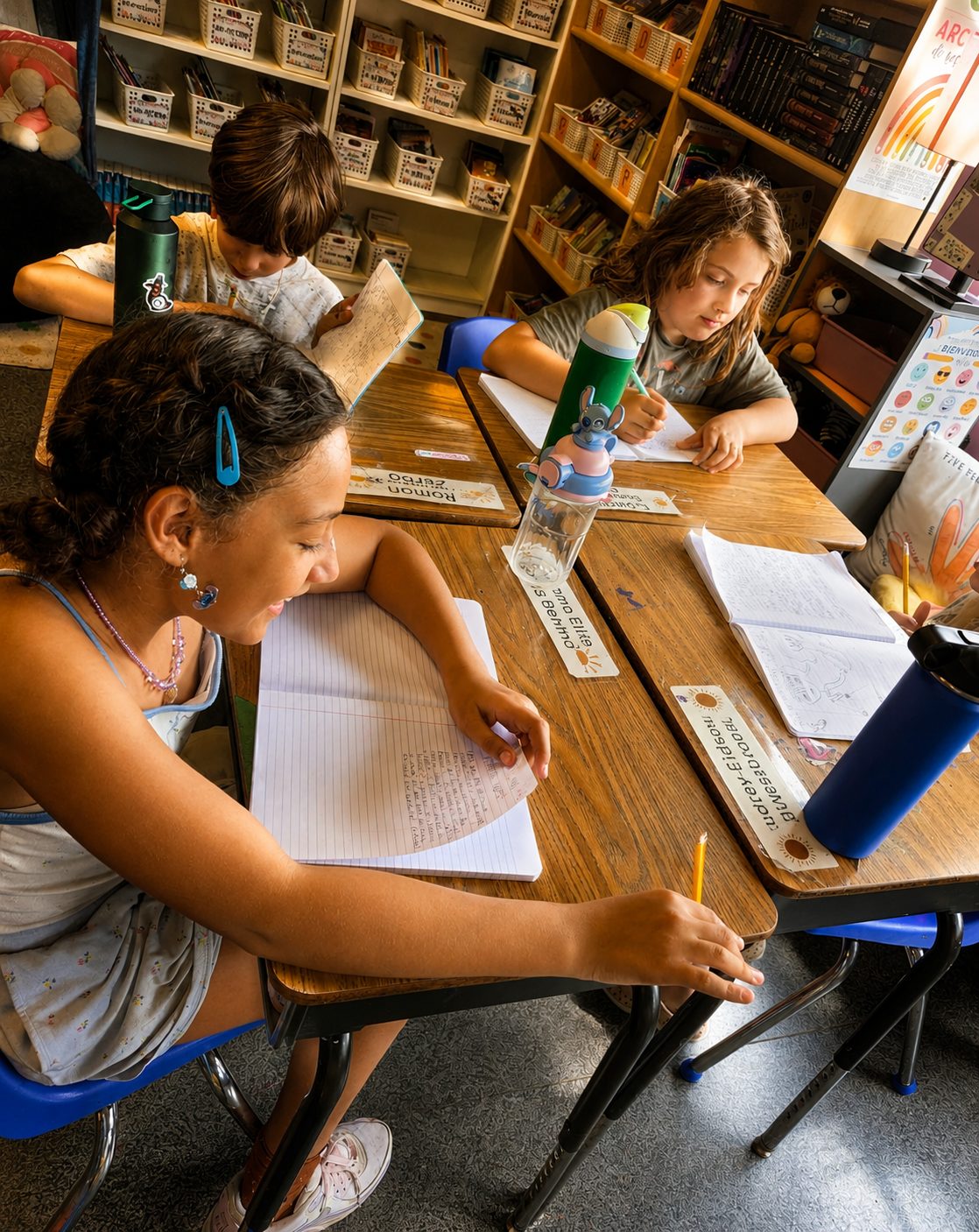 A Bridge Years student focused on writing workshop