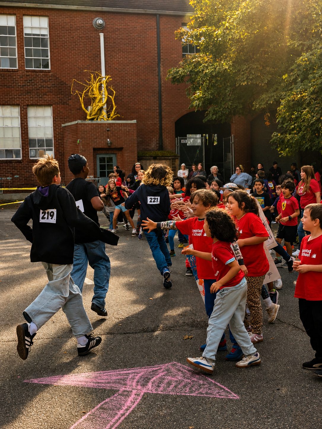 Middle school students in an athletics and movement activity
