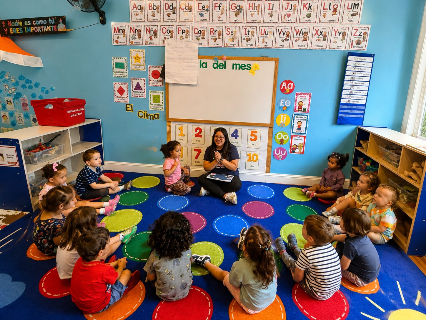 Little Learners students gathered with their teacher for circle time